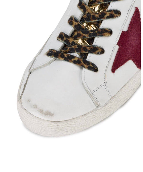Golden goose White Burgundy Superstar leather sneakers