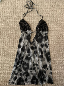 Black and white cheetah mini dress